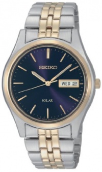 Seiko Men's SNE034 Two-Tone Solar Bluish black Dial Watch