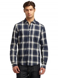 THE LOOKAllover plaid printShirt collarPatch pocket at chestButton-frontLong sleeves with barrel cuffsTHE MATERIALCottonCARE & ORIGINMachine washImportedThis item was originally available for purchase at Saks Fifth Avenue OFF 5TH stores. THE LOOKAllover plaid printShirt collarPatch pocket at chestButton-frontLong sleeves with barrel cuffsTHE MATERIALCottonCARE & ORIGINMachine washImportedThis item was originally available for purchase at Saks Fifth Avenue OFF 5TH stores.