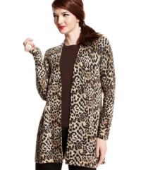 Cozy up to the softest cashmere of the season with this petite cardigan from Charter Club. A relaxed, open-front design makes it easy to layer; a chic animal print makes it a modern must-have. Cozy up to the softest cashmere of the season with this petite cardigan from Charter Club. A relaxed, open-front design makes it easy to layer; a chic animal print makes it a modern must-have.