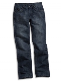 GUESS Kids Boys Big Boy Lincoln Fit Jeans with Faux-Leat, MEDIUM STONE (12)