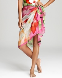 Those seeking the perfect tropical pareo need go no further: This stunning silk design by Gottex features the ultimate Hawaiian-style floral motif that pairs perfectly with the matching swimwear or any solid. Those seeking the perfect tropical pareo need go no further: This stunning silk design by Gottex features the ultimate Hawaiian-style floral motif that pairs perfectly with the matching swimwear or any solid.