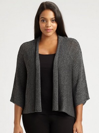 A boxy top that maintains its feminine shape, thanks to a twist knit and pin closure. Straight-leg jeans or pants would go nicely with this cropped design. Covered-pin closureDolman sleevesAbout 24 from shoulder to hemViscose/polyesterDry cleanImported of Italian fabric A boxy top that maintains its feminine shape, thanks to a twist knit and pin closure. Straight-leg jeans or pants would go nicely with this cropped design. Covered-pin closureDolman sleevesAbout 24 from shoulder to hemViscose/polyesterDry cleanImported of Italian fabric