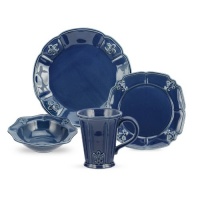 Portmeirion Fleur De Lys 4-Piece Dinnerware Placesetting, Blue Portmeirion Fleur De Lys 4-Piece Dinnerware Placesetting, Blue