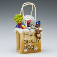 Bloomingdale's Little Brown Bag Shopper Santa Bag Mini Waterglobe Bloomingdale's Little Brown Bag Shopper Santa Bag Mini Waterglobe