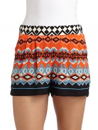 THE LOOKAllover tribal-inspired printElastic waistPleated frontDual seam pocketsTHE FITAbout 13 from waist to hemTHE MATERIALRayonCARE & ORIGINDry cleanMade in USAModel shown is 5'11 (180cm) wearing US size Small. THE LOOKAllover tribal-inspired printElastic waistPleated frontDual seam pocketsTHE FITAbout 13 from waist to hemTHE MATERIALRayonCARE & ORIGINDry cleanMade in USAModel shown is 5'11 (180cm) wearing US size Small.