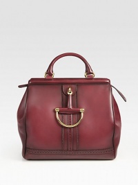 Hand-shaded leather bag with antique hardware and horsebit detail. Double top handles, 3½ dropTop zip closureProtective metal feetOne inner zip compartmentTwo inner open compartmentsOne inside zip pocketNatural linen lining12W X 11H X 6¼DMade in Italy Hand-shaded leather bag with antique hardware and horsebit detail. Double top handles, 3½ dropTop zip closureProtective metal feetOne inner zip compartmentTwo inner open compartmentsOne inside zip pocketNatural linen lining12W X 11H X 6¼DMade in Italy
