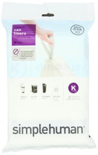 simplehuman Custom Fit Trash Can Liner K, 38 Liters / 10 Gallons, 20-Count (Pack of 2)