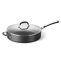 A nonstick surface and fantastic heat distribution earn this Simply Calphalon Nonstick sauté pan & lid a spot in your kitchen. A nonstick surface and fantastic heat distribution earn this Simply Calphalon Nonstick sauté pan & lid a spot in your kitchen.