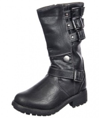 Eddie Marc Jett Motorcycle Boots (Toddler Girls Sizes 8 - 13) - black, 13 toddler