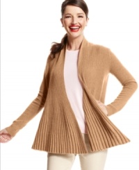Charter Club updates the classic cashmere sweater with this cardigan. Ribbed knit and an open front creates a swingy silhouette for a modern look. Charter Club updates the classic cashmere sweater with this cardigan. Ribbed knit and an open front creates a swingy silhouette for a modern look.