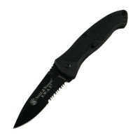 Smith & Wesson SWATMBS Swat Medium Serrated Assisted Opening Knife, Black Smith & Wesson SWATMBS Swat Medium Serrated Assisted Opening Knife, Black