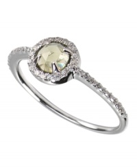 Mesmerizing in green. This gorgeous ring by CRISLU features a green amethyst-colored, faceted cubic zirconia (7/8 ct. t.w.) accented by sparkling clear cubic zirconias. Set in platinum over sterling silver. Nickel-free for sensitive skin. Size 7 and 8. Mesmerizing in green. This gorgeous ring by CRISLU features a green amethyst-colored, faceted cubic zirconia (7/8 ct. t.w.) accented by sparkling clear cubic zirconias. Set in platinum over sterling silver. Nickel-free for sensitive skin. Size 7 and 8.
