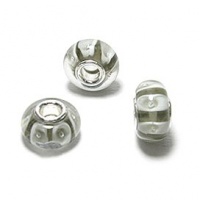 Cheneya Glass Bead in a Beige and White Design - Compatible with Pandora, Chamilia, Troll Cheneya Glass Bead in a Beige and White Design - Compatible with Pandora, Chamilia, Troll