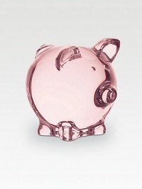 A charmingly piggy paperweight sculpted in smooth lead crystal with subtle tint. From the Pink Pig Collection 2W X 3½H Hand wash Made in France A charmingly piggy paperweight sculpted in smooth lead crystal with subtle tint. From the Pink Pig Collection 2W X 3½H Hand wash Made in France
