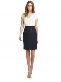 THE LOOKSilk upper with subtle floral printShort flutter sleevesTonal ribbon seam detail on skirtSide zip with snap closuresTHE FITAbout 36 from shoulder to hemTHE MATERIAL57% viscose/39% wool/4% elastaneSecond fabric: silkFully linedCARE & ORIGINDry cleanImportedModel shown is 5'10½ (179cm) wearing US size 4. THE LOOKSilk upper with subtle floral printShort flutter sleevesTonal ribbon seam detail on skirtSide zip with snap closuresTHE FITAbout 36 from shoulder to hemTHE MATERIAL57% viscose/39% wool/4% elastaneSecond fabric: silkFully linedCARE & ORIGINDry cleanImportedModel shown is 5'10½ (179cm) wearing US size 4.