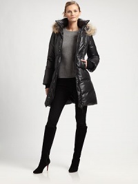 Warmth and luxury work as a team in this shiny style with a natural Asiatic raccoon-trimmed hood and cozy down fill.Fur-trimmed hoodStand collarZip closeAngled welt pocketsKnit inner cuffsCenter back snap ventAbout 34 from shoulder to hemOuter shell: polyesterFill: duck down/other feathersDry cleanImportedFur origin: FinlandSIZE & FITModel shown is 5'10 (177cm) wearing US size Small. This style runs true to size. Warmth and luxury work as a team in this shiny style with a natural Asiatic raccoon-trimmed hood and cozy down fill.Fur-trimmed hoodStand collarZip closeAngled welt pocketsKnit inner cuffsCenter back snap ventAbout 34 from shoulder to hemOuter shell: polyesterFill: duck down/other feathersDry cleanImportedFur origin: FinlandSIZE & FITModel shown is 5'10 (177cm) wearing US size Small. This style runs true to size.