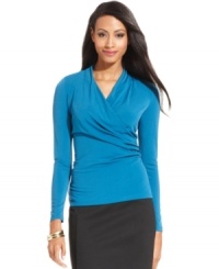 Charter Club's faux-wrap top creates an alluring silhouette for day or night. Pair it with a pencil skirt to dress it up, or keep it casual with skinny pants. Charter Club's faux-wrap top creates an alluring silhouette for day or night. Pair it with a pencil skirt to dress it up, or keep it casual with skinny pants.
