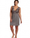 Natori Women's Plus-Size Zen Floral Chemise Nightgown, Gray, 2X