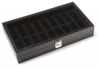 Diplomat Black Leatherette Eighteen Watch Storage Case with Clear Top and Black Suede Interior Diplomat Black Leatherette Eighteen Watch Storage Case with Clear Top and Black Suede Interior