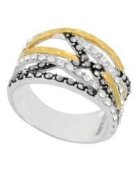 A woven mix of sparkle and shine. Genevieve & Grace's chic crisscross ring combines sterling silver and 18k gold over sterling silver with glittering marcasite accents. Size 7 and 8. A woven mix of sparkle and shine. Genevieve & Grace's chic crisscross ring combines sterling silver and 18k gold over sterling silver with glittering marcasite accents. Size 7 and 8.