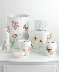 Bring the brightness of a spring day every day to your bathroom with this tissue boutique. Flowers and butterflies dance along a white ground in this pattern inspired by the acclaimed dinnerware. Bring the brightness of a spring day every day to your bathroom with this tissue boutique. Flowers and butterflies dance along a white ground in this pattern inspired by the acclaimed dinnerware.