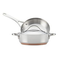 Strong, longlasting stainless steel construction makes this durable cooking set from Anolon a great addition to any kitchen. The sauteuse is the perfect vessel for braising country-style pork ribs or a baked macaroni with meatballs. The skillet is ideal for searing, browning and pan frying a wide array of foods. Strong, longlasting stainless steel construction makes this durable cooking set from Anolon a great addition to any kitchen. The sauteuse is the perfect vessel for braising country-style pork ribs or a baked macaroni with meatballs. The skillet is ideal for searing, browning and pan frying a wide array of foods.