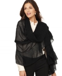 Sheer with ruffled edges, this gentle wrap from Style&co. is a versatile layering piece that will leave you feeling elegant.
