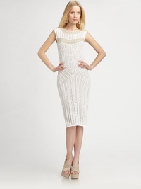 Intricately crocheted, this dreamy, form-fitting dress would be a stunning addition to any wardrobe.Round neckCap sleevesFitted designAbout 37 from natural waist79% cotton/18% viscose/3% silkDry cleanImported Model shown is 5'10 (177cm) wearing US size Small. Intricately crocheted, this dreamy, form-fitting dress would be a stunning addition to any wardrobe.Round neckCap sleevesFitted designAbout 37 from natural waist79% cotton/18% viscose/3% silkDry cleanImported Model shown is 5'10 (177cm) wearing US size Small.