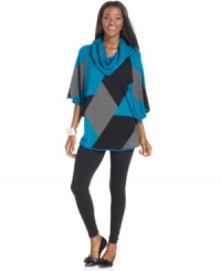 Style&co.'s cowlneck sweater features a sweeping silhouette and chic blocked pattern. An effortless outfit with leggings and flats! Style&co.'s cowlneck sweater features a sweeping silhouette and chic blocked pattern. An effortless outfit with leggings and flats!