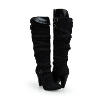 Fahrenheit Women's Luga05 Black Denim Sexy Multi Straps Buckle Knee High Boot Fahrenheit Women's Luga05 Black Denim Sexy Multi Straps Buckle Knee High Boot