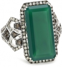 Badgley Mischka Fine Jewelry Champagne Diamonds Green Agate and Smokey Quartz Ring, Size 7 Badgley Mischka Fine Jewelry Champagne Diamonds Green Agate and Smokey Quartz Ring, Size 7