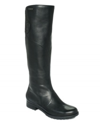Stay comfy and dry courtesy of the Tristina tall boots by Rockport. Waterproof materials are tanned into the leather, while a seam sealant keeps your feet dry. Stay comfy and dry courtesy of the Tristina tall boots by Rockport. Waterproof materials are tanned into the leather, while a seam sealant keeps your feet dry.