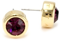 T Tahari Gold and Amethyst Crystal Signature Stud Earrings