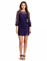 laundry BY SHELLI SEGAL Women's Placement Lace Dress, Grape, 4 laundry BY SHELLI SEGAL Women's Placement Lace Dress, Grape, 4