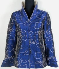 Shanghai Tone® Grace Women Embroidery Jacket/Blazer Blue Available Sizes: 0, 2, 4, 6, 8, 10, 12, 14, 16, 18, 20