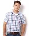 Get decked out in plaid perfection with this handsome short sleeve button down from Nautica.