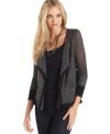 Mesh knit and a sleek draped silhouette make this DKNY Jeans cardi so easy to wear!