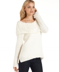 The ultimate sweater - get the look with this slouchy version from DKNY Jeans, complete with an oversized cowl neckline. The ultimate sweater - get the look with this slouchy version from DKNY Jeans, complete with an oversized cowl neckline.