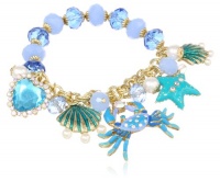 Betsey Johnson Jewels of the Sea Crab Multi-Charm Half Stretch Bracelet, 7.5 Betsey Johnson Jewels of the Sea Crab Multi-Charm Half Stretch Bracelet, 7.5