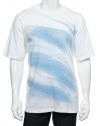 Alfani White Pure (white with light blue Graphic SS V-Neck T-Shirt