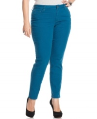 Give your denim a blast of color with DKNY Jeans' plus size skinny jeans, finished by a teal wash! Give your denim a blast of color with DKNY Jeans' plus size skinny jeans, finished by a teal wash!