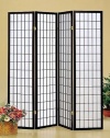 Coaster Oriental Style 4-Panel Room Screen Divider, Black Framed