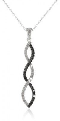 10k White Gold Black Diamond Infinity Pendant (1/4 cttw)