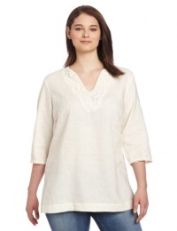 Jones New York Women's Plus-Size Tunic With Embroidered Neckline Jones New York Women's Plus-Size Tunic With Embroidered Neckline