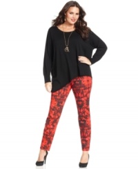 Land one the season's hottest trends with DKNY Jeans' plus size skinnies, flaunting a floral-print! Land one the season's hottest trends with DKNY Jeans' plus size skinnies, flaunting a floral-print!