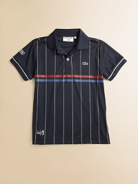 Thin pencil stripes go up and down while bold chest stripes go across this cool, silky quick-dry tennis shirt with the Andy Roddick signature.Ribbed polo collarShorts sleeves with contrast piping, one with screened logoButton placketAppliqued logo on chestAndy Roddick tennis player signature at hemPolyesterMachine washImported Please note: Number of buttons may vary depending on size ordered. Thin pencil stripes go up and down while bold chest stripes go across this cool, silky quick-dry tennis shirt with the Andy Roddick signature.Ribbed polo collarShorts sleeves with contrast piping, one with screened logoButton placketAppliqued logo on chestAndy Roddick tennis player signature at hemPolyesterMachine washImported Please note: Number of buttons may vary depending on size ordered.