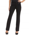 These straight-leg, ponte-knit pants from NY Collection get a sleek finishing touch with faux leather trim at the pockets.