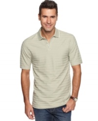 Lose the dress shirt and kick back for the weekend in this striped polo shirt from Van Heusen. Lose the dress shirt and kick back for the weekend in this striped polo shirt from Van Heusen.