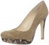 Calvin Klein Women's Kendall Kid Suede/Patent Snake Platform Pump