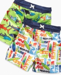 Surf's up and so are the colors and comfort in these bright swim trunks from Mick Mack. Surf's up and so are the colors and comfort in these bright swim trunks from Mick Mack.